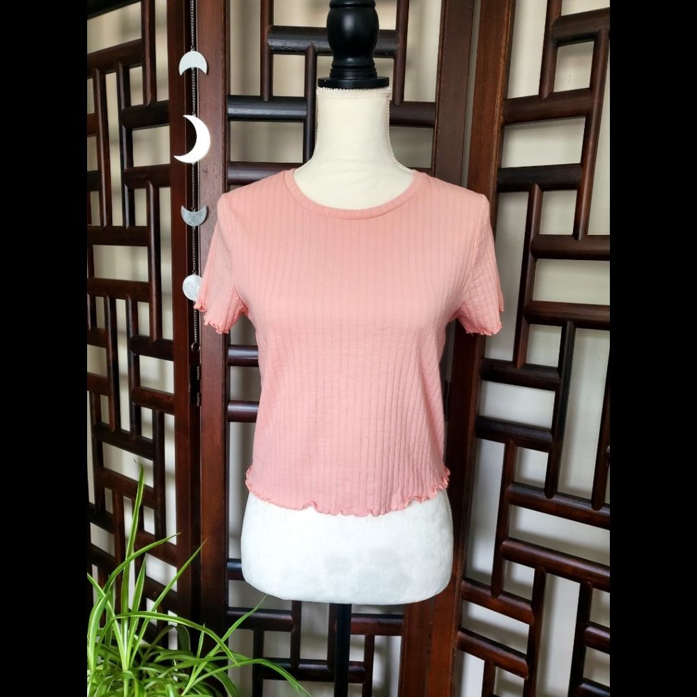 NWOT Wild Fable Coral Cropped Top Shirt (Womens Size L)